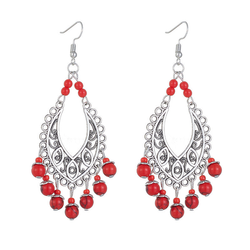 Wholesale All-match Vintage Turquoise Tassel Earrings